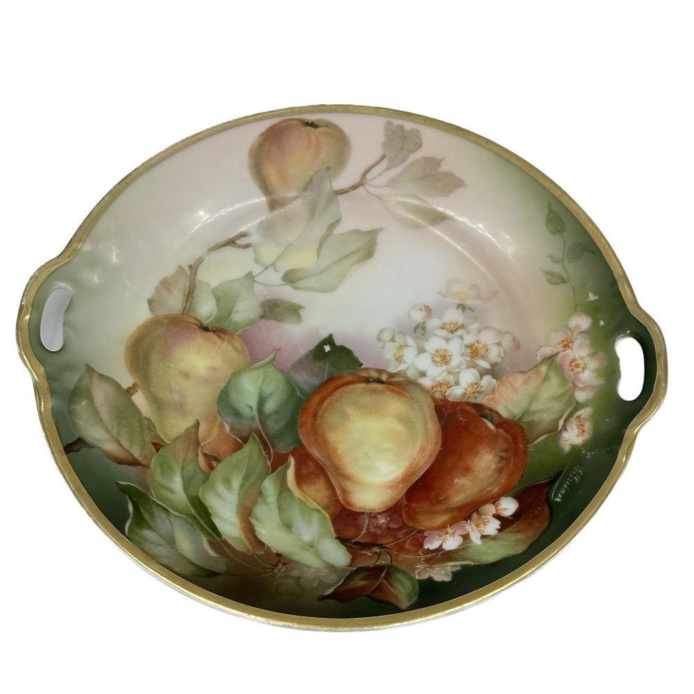 Antique Thomas‎ Bavaria Granada Hand Painted Fruit Bowl Signed E Greiner c1920